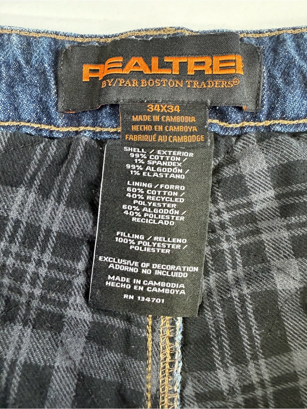 Realtree Men’s Dark Flannel Lined Denim 34 X 34  Warmth and Quality